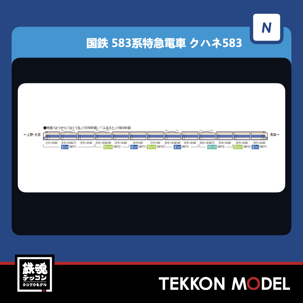 Nｹﾞｰｼﾞ TOMIX 98773 583系特急電車増結ｾｯﾄB(2両) NEW – 鉄魂模型