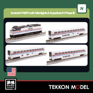 Nｹﾞｰｼﾞ ﾎﾋﾞｰｾﾝﾀｰｶﾄｰ HobbyCenter KATO 106-3530 Amtrak® F40PH with Ditchlights&Superliner® I Phase III 4 Unit Set 2026年7月予定
